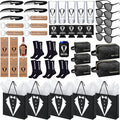 50Pcs Groomsmen Gifts Groomsmen Proposal Box with Shot Glasses Socks Sunglasses PU Leather Toiletry Bag Bottle Opener Can Cooler Groomsman Gifts for Wedding Groomsmen Best Man Gift (50, Black)