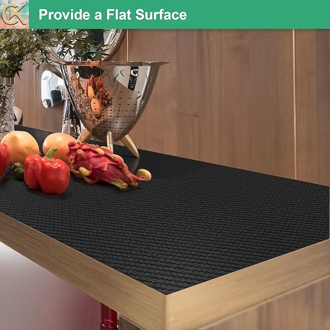 Self-Adhesive Shelf Liner Kitchen Liner, Waterproof Backed Paper Easy Peel and Stick Contact Liner Without Residue for Decor Your Desk Surface, Kitchen Countertops (Black, 23.6 x 118.1 inches)