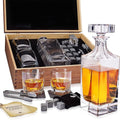 Whiskey Decanter Gift Set by Royal Reserve – Liquor Bourbon Decanter 24 oz 750 ml with Glasses, Chilling Stones, Coasters and Tong – Whiskey Gifts for Men, Husband, Dad, Boyfriend
