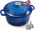 Mueller 6qt Enameled Cast Iron Dutch Oven, Heavy-Duty Casserole and Braiser Pan with Lid and Knob, Safe for All Cooktops, Aqua Blue