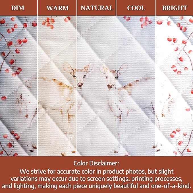 Maison d' Hermine 100% Cotton Oven Mitt & Pot Holder Set (7.5"x13" & 8"x8") Heat Resistant BBQ Cooking Gloves with Loop for Thanksgiving Christmas Decorations Handling Hot Pans (Fairy Tale Forest)