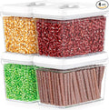 DWËLLZA KITCHEN Airtight Food Storage Containers with White Lids 2L - 4 Pc Clear Plastic Pantry Snacks Kitchen Container, Baking Supplies, 4LB Sugar & Flour Canister BPA-Free