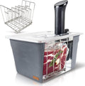 VÄESKE Insulated Sous Vide Container with Lid and Rack | Neoprene Retains Heat & Protects Countertops | Works with Most Sous Vide Cookers (12 QT)