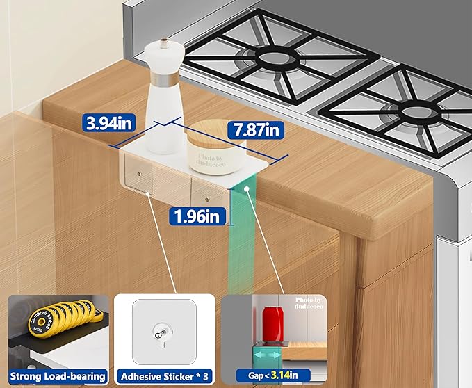 Metal Kitchen Refrigerator Gap Partition Countertop Gap Extension Board, Refrigerator Side Partition, Gap Covers Between Countertop And Walls, No Drill (White, 7.87 * 3.93 inch)