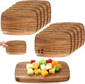 GlikCeil 12 Pcs Thick Acacia Wood Cutting Boards for Kitchen Reversible Wooden Chopping Board Set Double Sided Charcuterie Boards for Meat Cheese Meal Supplies(7.87 x 5.51 Inch)