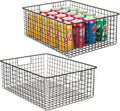 mDesign Metal Wire Food Storage Basket Organizer with Handles for Organizing Kitchen Cabinets, Pantry Shelf, Bathroom, Laundry Room, Closets, Garage - Concerto Collection - 2 Pack - Bronze