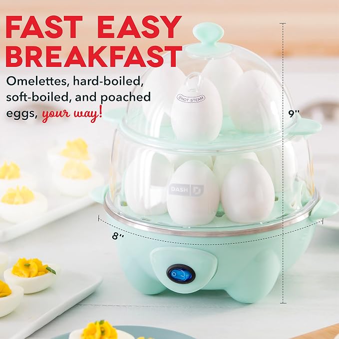 DASH Sous Vide Style Family Size Egg Bite Maker, Aqua & Deluxe Rapid Egg Cooker, Aqua