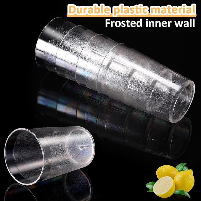 Meanplan 24 Pack Plastic Reusable Drinking Glasses Restaurant Grade 8 oz Plastic Cups Unbreakable Stackable Drink Tumblers Water Cup for Kitchen Cafe Wedding Birthday Party Supplies (Frosted)