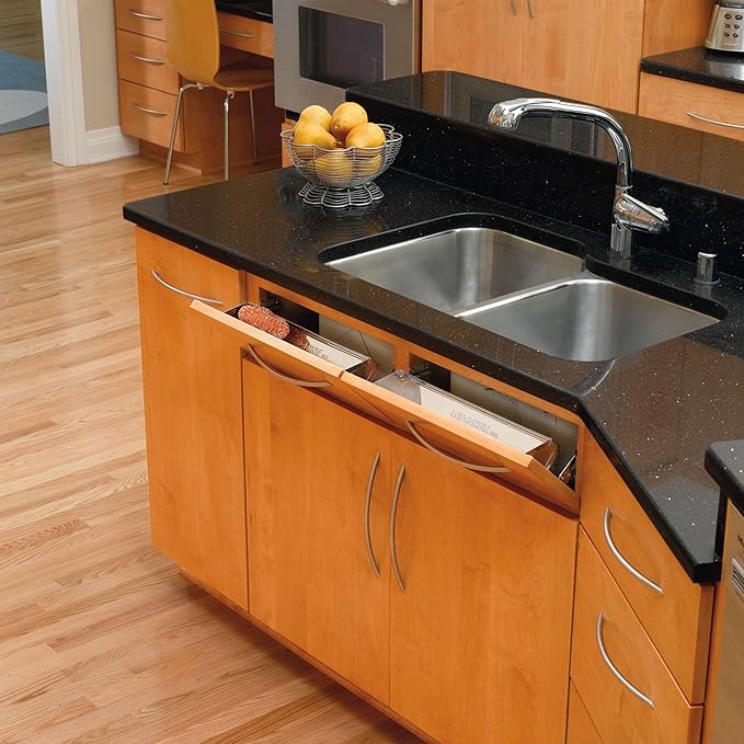 Rev-A-Shelf 19" Tip Out Tray with Soft Close for Sink Base Cabinets, Storage Organizer for Kitchen, Laundry Room, or Vanity Cabinets, 6581-19SS-SC-1