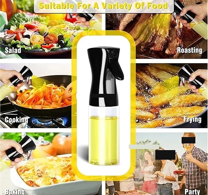 Oil Sprayer, 2PCS 200/300/500ml Oil Sprayer Bottle Kitchen Cooking Dispenser Fitness Fat Loss Camping BBQ Vinegar Sauce,for Kitchen, Air Fryer(500ml black)