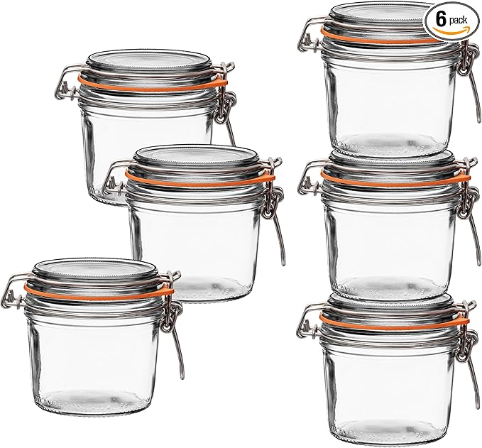 Le Parfait Super Terrine 350mL (12oz) Zero Waste Eco-Friendly Glass Storage Jars with Lids, Airtight, Oven & Freezer Safe, BPA-Free, Food Storage & Preserving, Made in France, 6PK