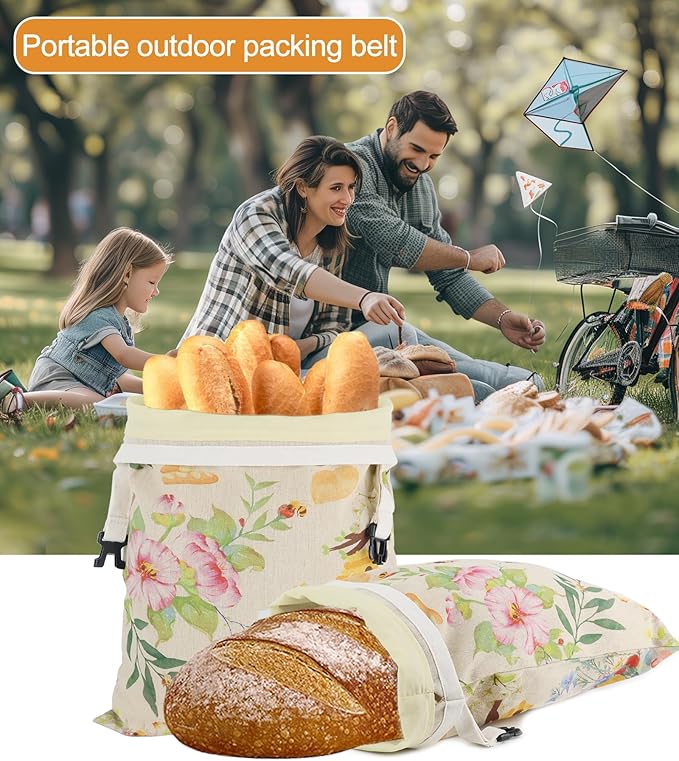 2Pack Beeswax Bread Bags for Sourdough and Homemade, Reusable Organic Linen Beeswax Bread Bag Eco-Friendly Fresh Food Storage, Moisture Lock– Freezer-Friendly-Includes A Replaceable Beeswax Liner