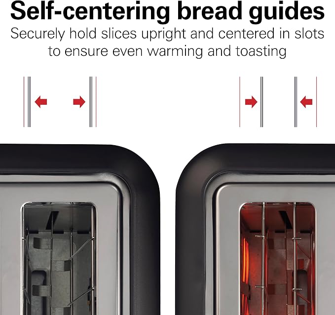 Hamilton Beach Gourmet 2 Slice Slot Toaster with Extra Long & Wide Slots,Sure-Toast Technology,Shade Selector with 7 Browning Levels,Bagel Setting,Matte Black and Stainless Steel (22996),(Pack of 2)