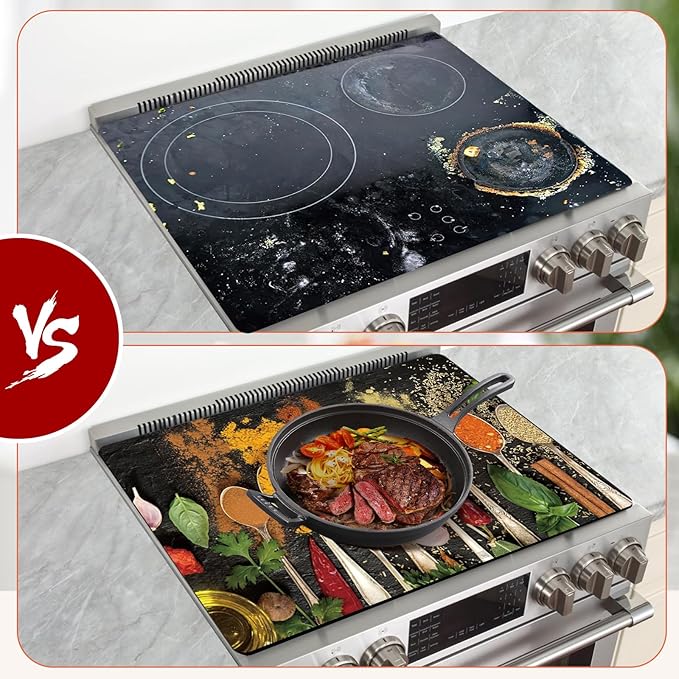 Decorative Electric Stove Top Covers, Heat Resistant Silicone Stove Cover Mat, Stove Top Protectors for Electric Flat Glass Stoves, Adds Extra Counter Space for Small Kitchens and Apartments