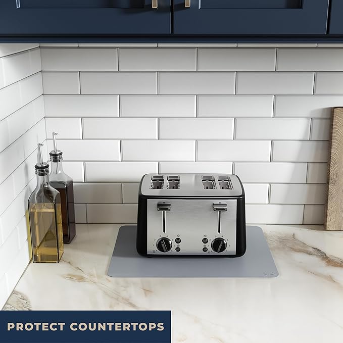 GASARÉ, Extra Large, Thick, Silicone Mat for Kitchen Counter, Heat Resistant Mat, Countertop Protector, Non-Slip, Easy to Clean, Cuttable, 16 x 12 Inches, Gray