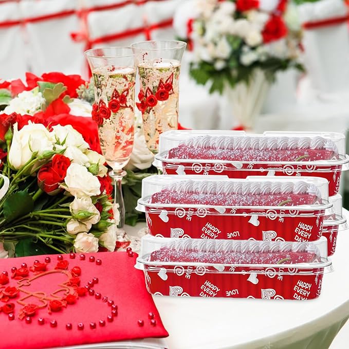 100Pack Valentine's Mini Loaf Pans with Lids Mini Cake Pans with Lids and Spoons, 6.8Oz Heart Shaped Cake Pans Fancy Muffin Pans Aluminum Foil Pans, Individual Dessert Cups Containers for Sales,Party