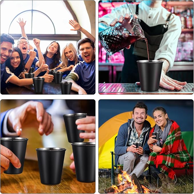 Lallisa 2 oz Stainless Steel Shot Glasses Metal Cups Small Unbreakable Shot Glass for Espresso Whiskey Bar Home Restaurant Camping Barware Gift (Black,200 Pcs)