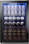 Tehanld 2.5 Cu.Ft Wine Fridge, Beverage Fridge With Glass Door, Wine Cooler Refrigerator, Beverage Drink Beer Cooler, Adjustable Shelves & Digital Temperature Display, 22 Bottle 95 Can