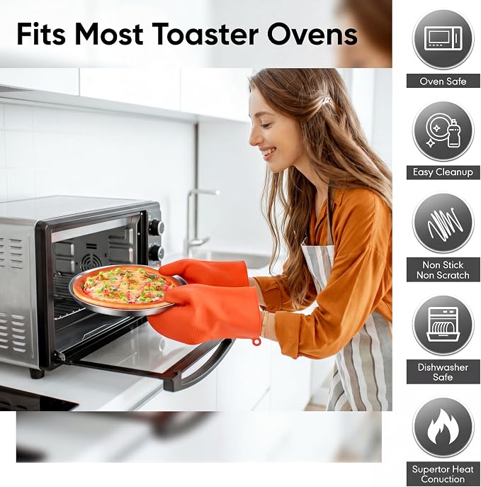 Thenshop 8 Pieces 8 Inch Pizza Pans Bulk Stainless Steel Sets Round Bakeware Pizza Trays for Oven Freezer Kitchen Baking Home Restaurant Picnics Safe Sturdy Reusable Easy Clean(Silver)