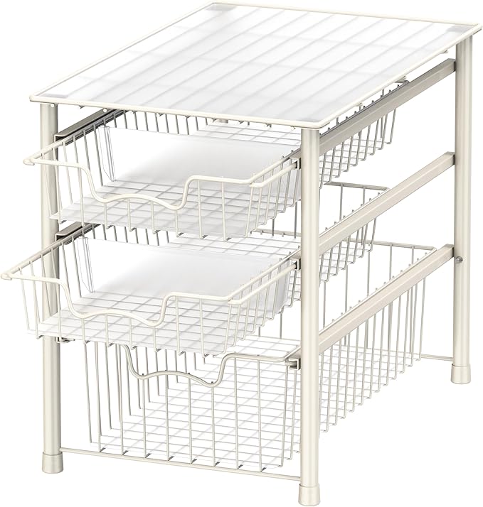 Simple Houseware 3 Tier Basket Drawer + Cabinet Pull-Out Shelf
