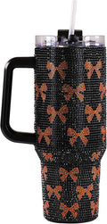 Simply Southern | 40 oz Tumbler with Straw and Lid | Insulated Cup Reusable Stainless Steel Water Bottle Travel Mug Cupholder Friendly | Great Gifts (Sequined -Bow Black)