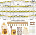 1.5 oz Mini Glass Honey Jars | 48-Pack Honey Jars with Wood Dippers, Gold Lids, Gift Bags, Bee Charms, Labels, Tags, Twine | Perfect for Baby Shower Party Favors, Wedding Favors, Bridal Showers