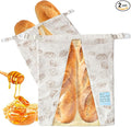 Reusable Beeswax Bread Bags for Homemade Sourdough with Clear Window, Linen Waxed Storage Containers,Eco-Friendly, Freezer-Safe, Sourdough Accessories (2-Pack)