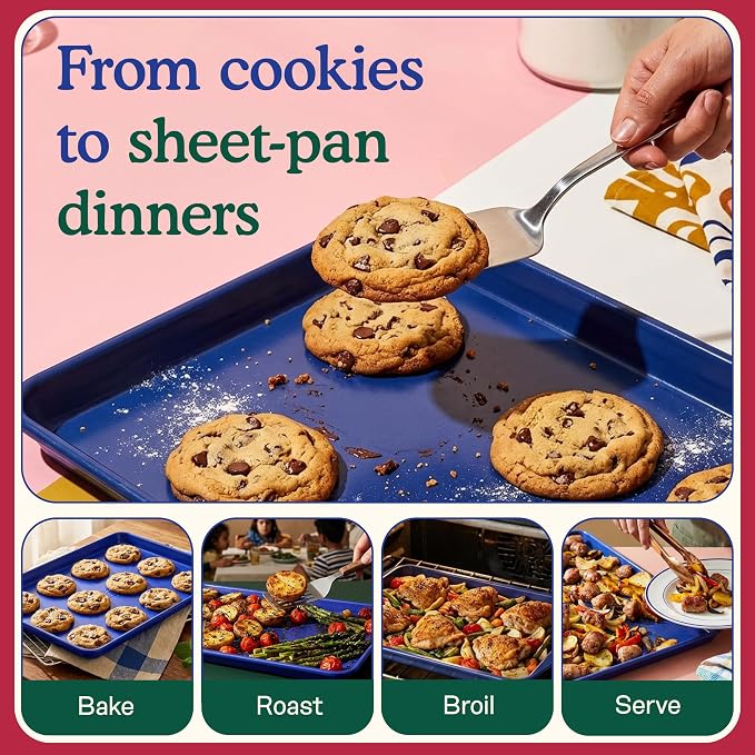 Great Jones Little Sheet (Blueberry) | Jelly Roll Pan, Quarter Sheet Pan | Aluminized Steel,13.5" x 9.5" | For Baking, Roasting, & Broiling | Premium Bakeware with Even Heat Distribution