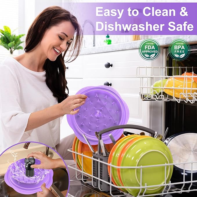 SURETIVIAN Chicken Shredder Large Chicken Breast Shredder Tool Twist with Brush&Fork, Visible Meat Shredder Machine, Anti-Slip Strip, Ergonomic Handle, BPA Free, Suitable for Pork Beef Chicken(Purple)