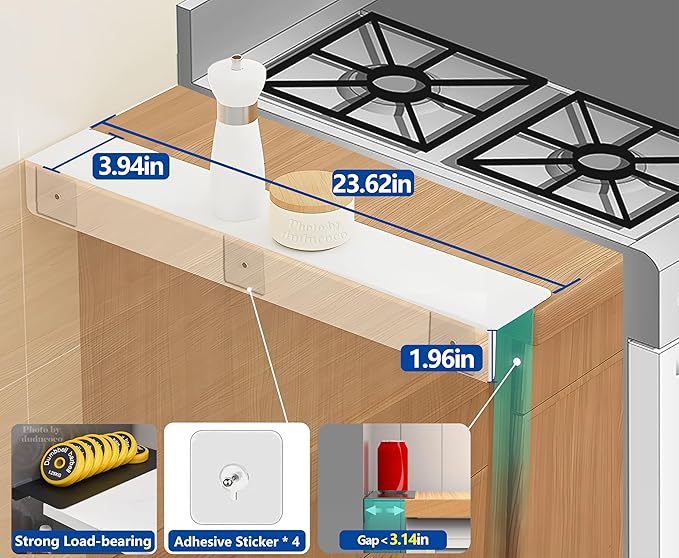 Metal Kitchen Refrigerator Gap Partition Countertop Gap Extension Board, Refrigerator Side Partition, Gap Covers Between Countertop And Walls, No Drill (White, 23.62 * 3.93inch)
