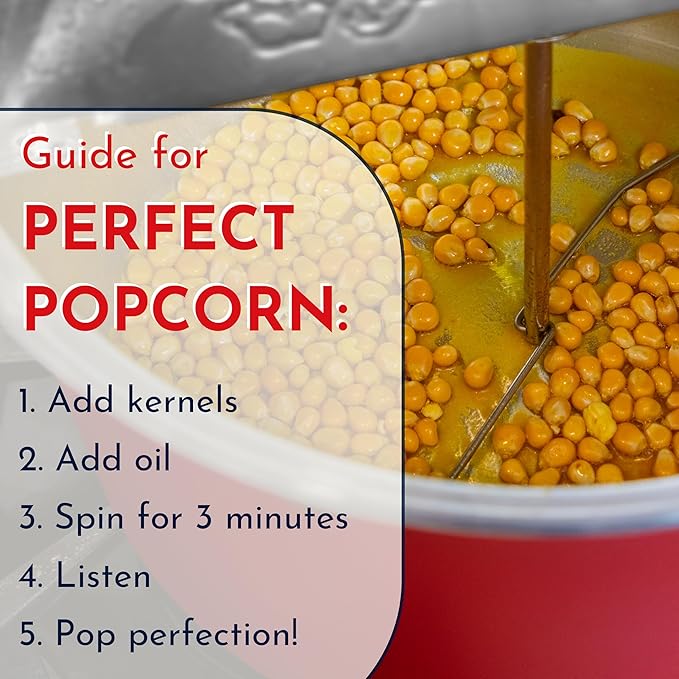 Original Whirley Pop Popcorn Maker - 6 Quart Stovetop Popcorn Popper With Four Popping Kits, Aluminum Popcorn Pot With Metal Gears, Wabash Valley Farms Stove Top Popcorn Maker, Popcorn Pan (Silver)