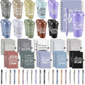 Teenyyou 60 Pcs Employee Appreciation Gift Set, 16oz Tumbler with Lid Notebook Pen Bulk Thank You Gift Holiday Party Favor for Teachers Office Coworker Teacher Staff Team (Dark Color,Elegant Style)