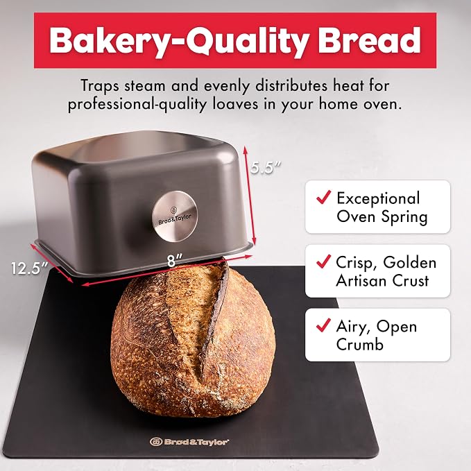 Brod & Taylor Ultralight Baking Shell for Sourdough Bread (Batard) – No Preheating Needed for Crispy Crust and Even Baking