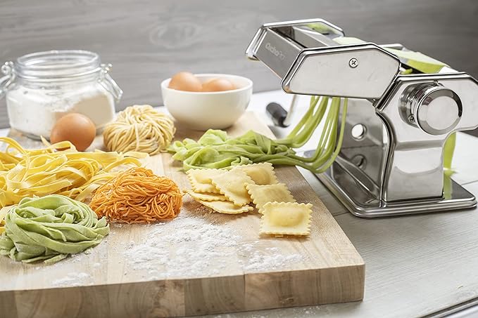 Ultimate Pasta Machine Attachment Set- Includes 5 Different Cutters for Homemade Spaghetti, Fettucini, Ravioli, Angel Hair- Durable & Compatible w CucinaPro & other Makers- Pasta Cooking Made Easy