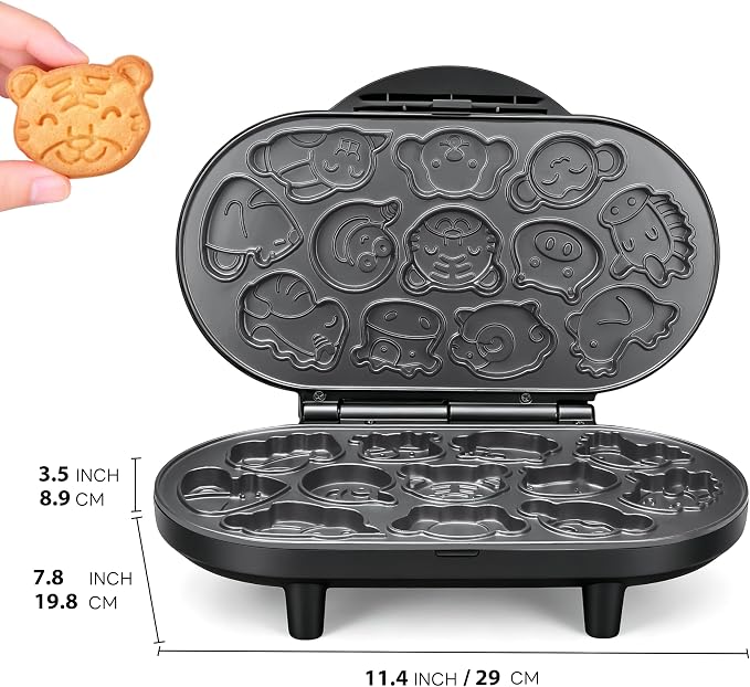 SugarWhisk Animal Mini Waffle Maker for Kids, Mini Pancakes Maker Machine with 12 Different Animal Pancake Molds, Small Waffle Maker Iron, Excellent Christmas Gift for Kids & Adult, Graphite