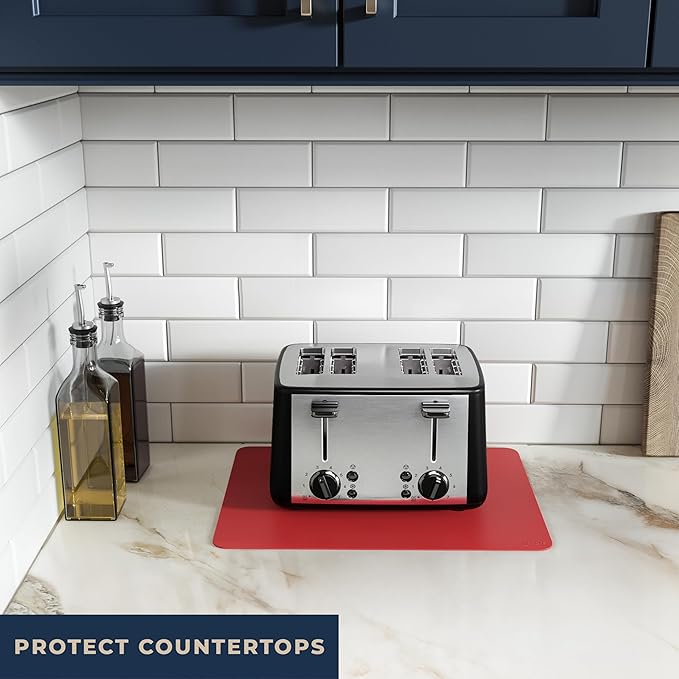 GASARÉ, Extra Large, Thick, Silicone Mat for Kitchen Counter, Heat Resistant Mat, Countertop Protector, Non-Slip, Easy to Clean, Cuttable, 16 x 12 Inches, Red
