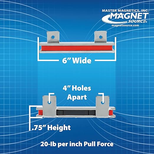 Master Magnetics 6" Magnetic Bar Tool Organizer - Easy to Install Magnet Storage Holder for House, Garage, Shed, or Job Site - Nickel Plate Finish