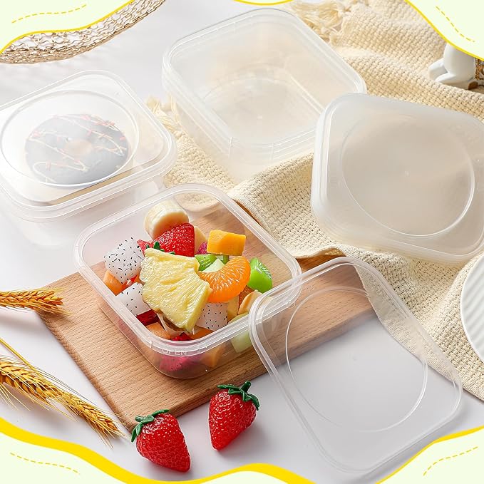 25 Pack 16 oz Deli Containers with Lids, Tamper Proof Leak Resistant Clear Plastic Food Storage Containers, Airtight Meal Prep Container for Soup Salad Tiramisu, Microwave & Dishwasher Safe