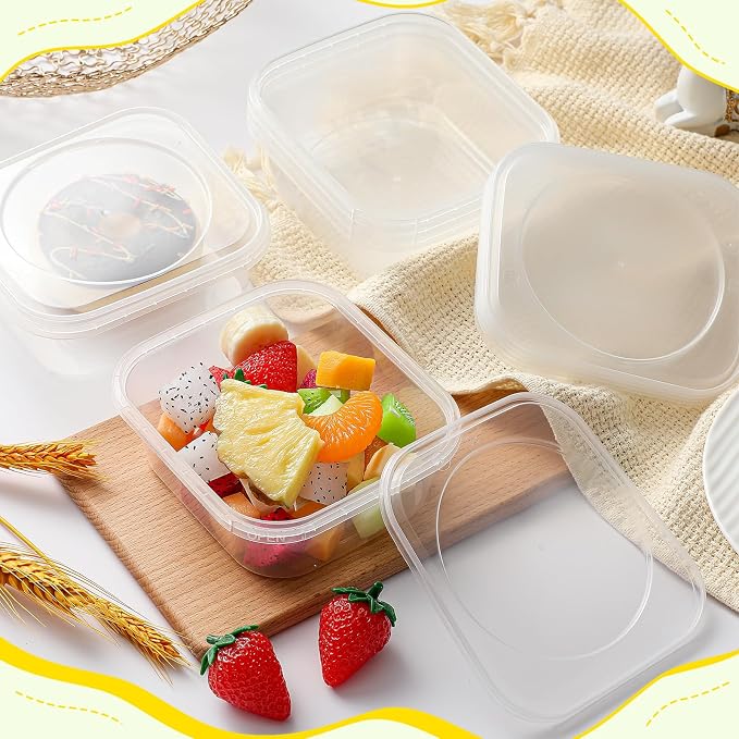 25 Pack 12 oz Deli Containers with Lids, Tamper Proof Leak Resistant Clear Plastic Food Storage Containers, Airtight Meal Prep Container for Soup Salad Tiramisu, Microwave & Dishwasher Safe