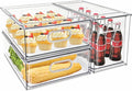 Mano 3PackFridge Drawer Pull Out Stackable Bins with Handle Clear Refrigerator Drawers Organizer Food Storage Container Box with Dividers Plastic Produce Saver for Pantry, Cabinet, Kitchen（2L+1XL）
