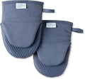 Town & Country Basics Basketweave Soft Silicone Mini Oven Mitt 2-Pack Set, Heat Resistant up to 500F, Flexible Silicone, Non-Slip Grip, Blue, 5.5"x8"