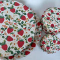 (4-Pack) Sourdough Reuseable Jar & Bowl Covers | Cute Baking Gift | 100% Cotton | Washable | Bread Proofing | Kitchen Food Storage Gifting | Starter Cover Lid Kit (Strawberry)