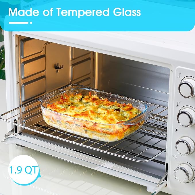 Large Glass Baking Dish Set, Easy Grab Oven Safe Glass Pan for Cooking 2 QT+2.7 QT+3.3 QT