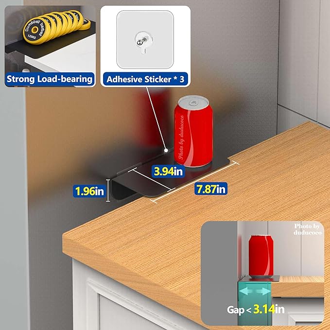 Metal Kitchen Refrigerator Gap Partition Countertop Gap Extension Board, Refrigerator Side Partition, Gap Covers Between Countertop And Walls, No Drill (Black, 7.87 * 3.93inch)