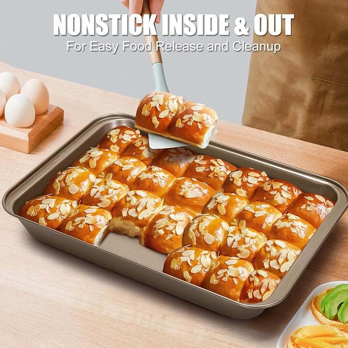 9x13 Baking Pan with Lid, Non Stick Sheet Pans for Baking, Rectangle Cake Pan Carrier with Lid and Handle