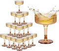 Houmury 7oz Amber Plastic Champagne Glasses Unbreakable Wedding Acrylic Martini Plastic Flutes Goblet Glasses Reusable Clear Drinkware For Birthday Party (20, Amber)