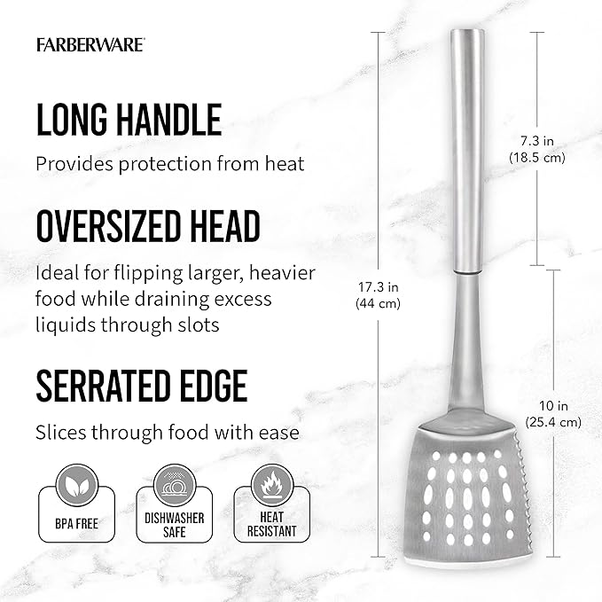 Farberware BBQ Stainless Steel Tool Set, 3 Piece, Stainless Set