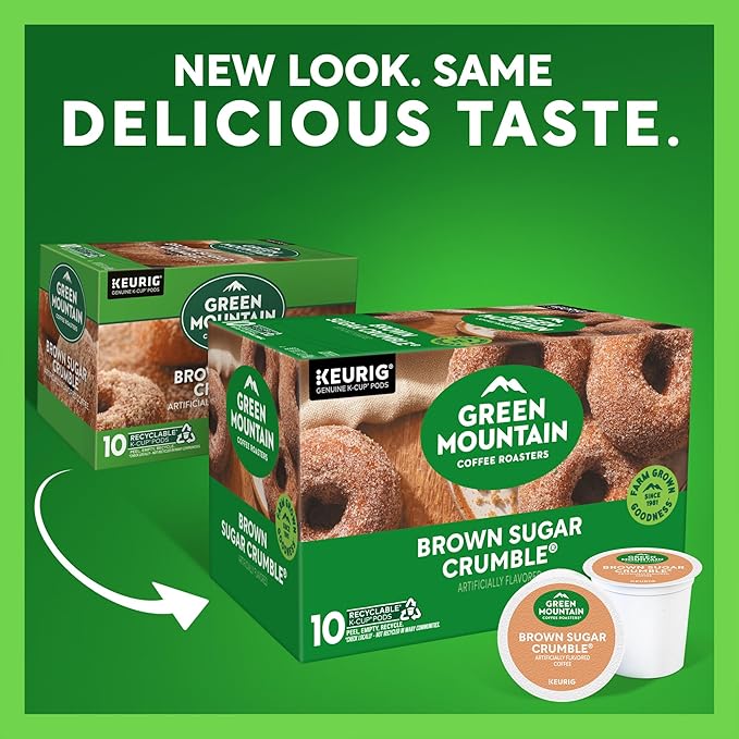 Green Mountain Coffee Roasters Brown Sugar Crumble Keurig Single-Serve K-Cup pods, Medium Roast Coffee, 60 Count (6 Packs of 10)