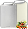 Sumzzz Stainless Steel Cutting Board for Kitchen, 2-in-1 Double-Sided Chopping Board, Dishwasher Safe, Food Grade Stainless Steel/PP, Easy to Clean, Large Size, Non-Slip, 16"×11"