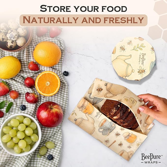 Reusable Beeswax Food Wrap Roll – Bees & Tea (15”×80”)